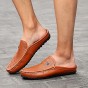 2018 Summer Cow Split Leather Loafers Man Casual Shoes Handmade Soft British Style Brown Quality Cow Leisure Shoes