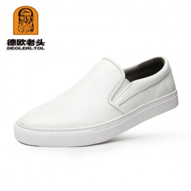 2018 Hot Men's Genuine Leather Casual Shoes Size 44 Head Leather Soft Man White Shoes Autumn Leisure Leather Loafers