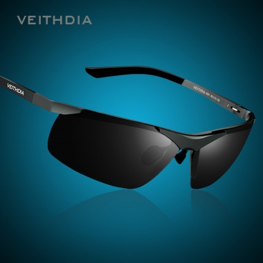 VEITHDIA Brand Alumunum Men's Polarized UV400 Mirror Sunglasses Rimless Rectangle Mens Sun Glasses Eyewear For Men 6501