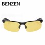 BENZEN Night Driving Glasses Men Alloy  Hd Vision Night Driving Glasses Male  Driving Glasses With Case 8001