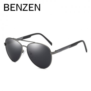 BENZEN Polarized Men Sunglasses Aviation Metal Frame Male Sun Glasses UV Driver Driving Mirror Glasses Shades  With Case 9235