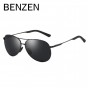BENZEN Aviation Sunglasses Men Vintage Polarized Sun Glasses Male Glasses For Driving Classic Shades New Black With Case 9295