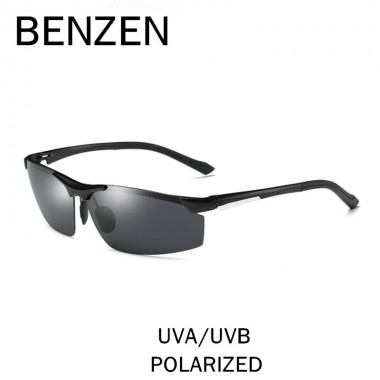 BENZEN Sunglasses Men Polarized Al-Mg Sun Glasses Male Driving Glasses UV 400 Shades oculos  Black With Case 9206