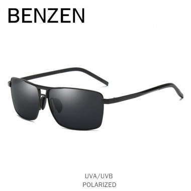 BENZEN Polarized Sunglasses Men Classic Alloy Retangle Sun Glasses Male Glasses For Driving Driver Shades Black With Case 9288