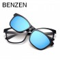 BENZEN Men Polarized Magnetic Clip Glasses TR Male Driving Clip On Sunglasses Magnet Myopia Glasses Frame With Case 9139