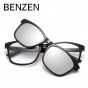 BENZEN Men Polarized Magnetic Clip Glasses TR Male Driving Clip On Sunglasses Magnet Myopia Glasses Frame With Case 9139