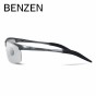 BENZEN Men Photochromic Sunglasses Driver Driving Polarized Sunglasses Al-mg Glasses With Box 9211