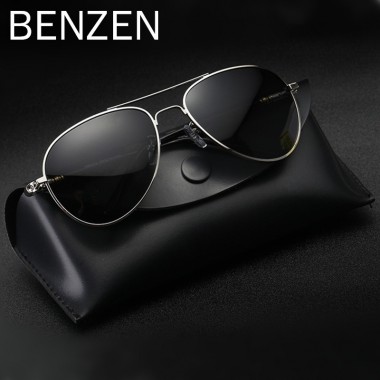 BENZEN Classic Aviation Sunglasses Men Brand Designer UV 400 Polarized Driving Glasses Vintage Sun Glasses With Box 9052