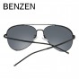 BENZEN Aviation Sunglasses Men HD Polarized Sun Glasses For Male Vintage Glasses For Driving Black With Case 9293