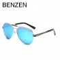 BENZEN Brand Designer Sunglasses Men HD Polarized Pilot Male Sun Glasses UV Driving Glasses  Shades Black With Case 9192