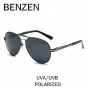BENZEN Brand Designer Sunglasses Men HD Polarized Pilot Male Sun Glasses UV Driving Glasses  Shades Black With Case 9192