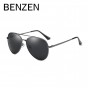 BENZEN Polarized Sunglasses Men Vintage Aviation Male Sun Glasses Driving Glasses For Men Shades Black With Case 9196