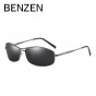 BENZEN Polarized Sunglasses Men Metal Frame Male Sun Glasses HD UV 400 Driving Goggles Glasses Shades Black With Case 9276