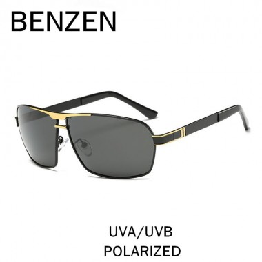 BENZEN Polarized Sunglasses Men Vintage Rectangle Male Sun Glasses HD UV Driving Mirror Glasses Shades Black With Case 9226