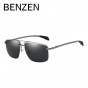 BENZEN Polarized Men Sunglasses Half Metal Frame Male Sun Glasses UV Driver Driving Mirror Glasses Shades Goggles With Case 9233