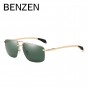BENZEN Polarized Men Sunglasses Half Metal Frame Male Sun Glasses UV Driver Driving Mirror Glasses Shades Goggles With Case 9233