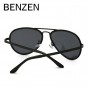 BENZEN Colorful  Sunglasses Men Polarized Pilot Male Sun Glasses UV Driving Glasses Designer Shades Black With Case 9191