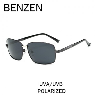 BENZEN Polarized Sunglasses Men Designer Rectangle Male Sun Glasses Shades Black  With Case 9185