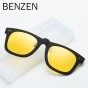 BENZEN  Myopia Clip on Sunglasses Vintage Clip Glasses Polarized Lenses UV400 Suitable Optical Glass Filp on Fram With Case 9238
