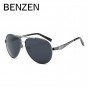 BENZEN Polarized Men Sunglasses Brand Design HD Pilot Male Sun Glasses UV 400 Driving Glasses Shades Black With Case 9189