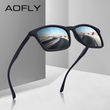 AOFLY BRAND DESIGN Fashion Polarized Sunglasses Men Ultralight TR90 Square Frame Sunglasses Male Driving Goggles UV400 AF8086