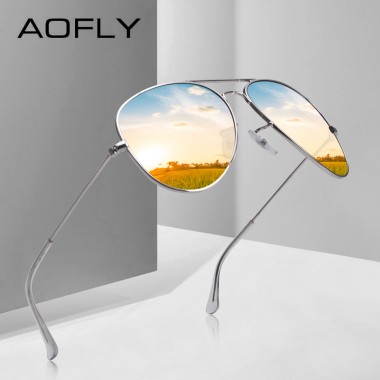 AOFLY BRAND DESIGN Pilot Polarized Sunglasses Men Women Metal Frame Male Sun Glasses Unisex Eyewear Gafas De Sol AF8090