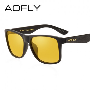 AOFLY BRAND DESIGN Night Vision Glasses Polarized Sunglasses Men Yellow Anti Glare Vintage Driving Sun Glasses Goggles UV400