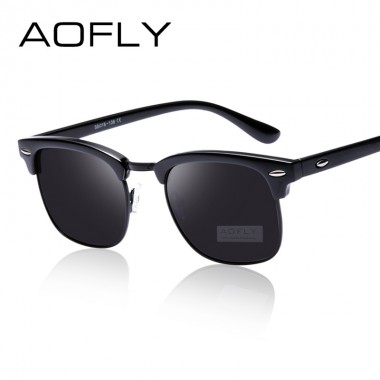 AOFLY Classic Half Metal Polarized Sunglasses Men Women Brand Designer Glasses Mirror Sun Glasses Fashion Gafas Oculos De Sol