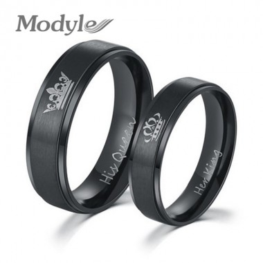 Modyle 2017 New Fashion DIY Couple Jewelry Her King and His Queen Stainless Steel Wedding Rings for Women Men