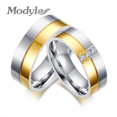 Modyle 2017 Fashion Wedding Rings for Women and Men Gold-color Elegant Lovers Couple Promise Ring Anniversary Jewelry