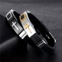 Modyle New Punk Stainless Steel Gold Silver Color Cross Silicone Strap Bracelet For Men