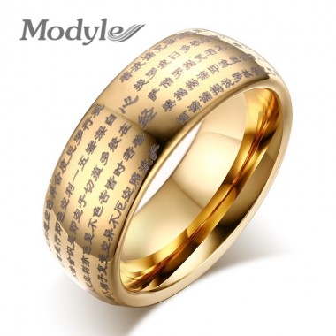 Modyle 2017 New Gold-Color Buddhist Dome Ring for Mens Woman 8MM Tungsten Carbide Ring