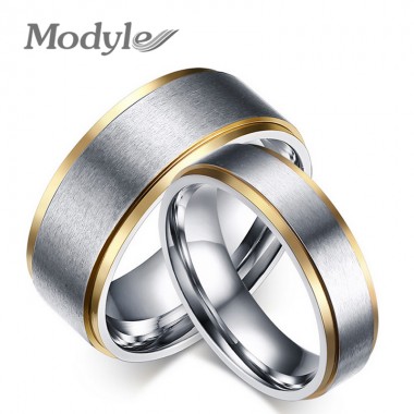 Modyle Gold-Color stainless steel his and her promise ring the couple wedding rings for women and men