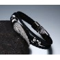 Modyle High Quality New Fashion Jewelry PU Leather Bracelet Men Angel Wings Bracelets for Women Best Friend Gift