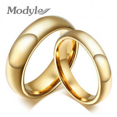 Modyle Fashion 100% pure tungsten rings 4MM/6MM wide Gold-Color wedding rings for women and men jewelry