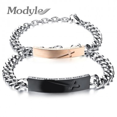 Modyle 2017 New Fashion Couple Bracelets with Crytal Stone Cross Charm Bracelets For Women Men