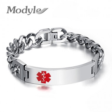 Modyle Fashion Medical Bracelet for Men Jewelry High Quality Stainless Steel Bracelets & Bangles Two Size