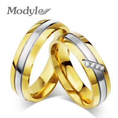 Modyle Gold-Color Stainless Steel Rings For Women And Men Fashion Jewelry Wedding Rings Wholesale