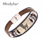 Modyle Hot Selling Europe Fashion 12 Constellation Signs Bracelet With Stainless Steel Clasp Leather Bracelet for Men Women