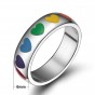Modyle High quality stainless steel heart shape colorful Rainbow rings for Men for Women never fade gay ring Final Sale price