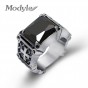 Modyle New Men Big Red Stone Ring Cross Ring Stainless Steel Punk Rock Gothic Jewelry Wedding Rings For Men