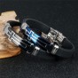 Modyle Big Cross Man Wrap Bracelets Fashion New Silicone Stainless Steel Vintage Men Jewelry Charm Accessories