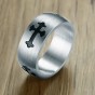 Modyle Cross Bottony Mens Ring Matt Surface Design Silver Color Stainless Steel Religion Male Jewelry Wedding Ring