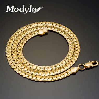 Modyle 2017 New Fashion Men Jewelry 4-8mm Wide Gold-Color Long Chain Necklace For Men Wholesale Free Shipping