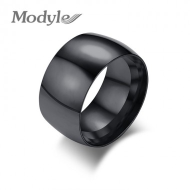 Modyle New Fashion Punk Men's Black Ring Stylish Stainless Steel Wedding Bands Ring Promise Finger Ring Male Jewelry