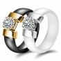 Modyle New Brand White Black Fashion Jewelry Women Ring With AAA Crystal 6mm Ceramic Rings For Women Men