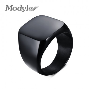 Modyle Fashion Men's Ring The Punk Rock Accessories Stainless Steel Black Rings For Men