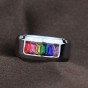 Fashion Crystal Rainbow Wedding Rings for Men and Men Wholesale Gay Stainless Steel Ring Free Shipping