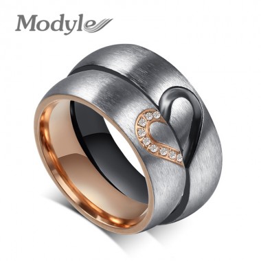 Modyle 2018 New Fashion Love Heart Couple Rings for Women Men Wedding Engagement CZ Ring Unique Fine jewelry