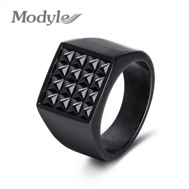 Modyle 2018 New Simple 316L Stainless Steel Blank Plain Men Ring Jewelry Punk Style Black Color Men Rings